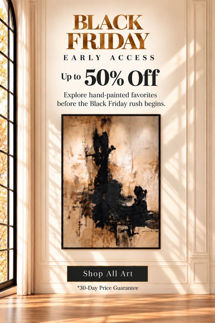 Fall art sale with hand-painted oil painting displayed in a modern dining room - Hues Art Lab