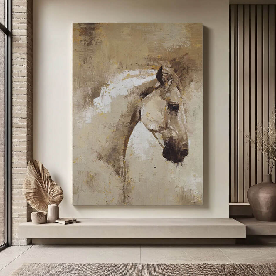 Neutral Horse Canvas Wall Art – Huesartlab