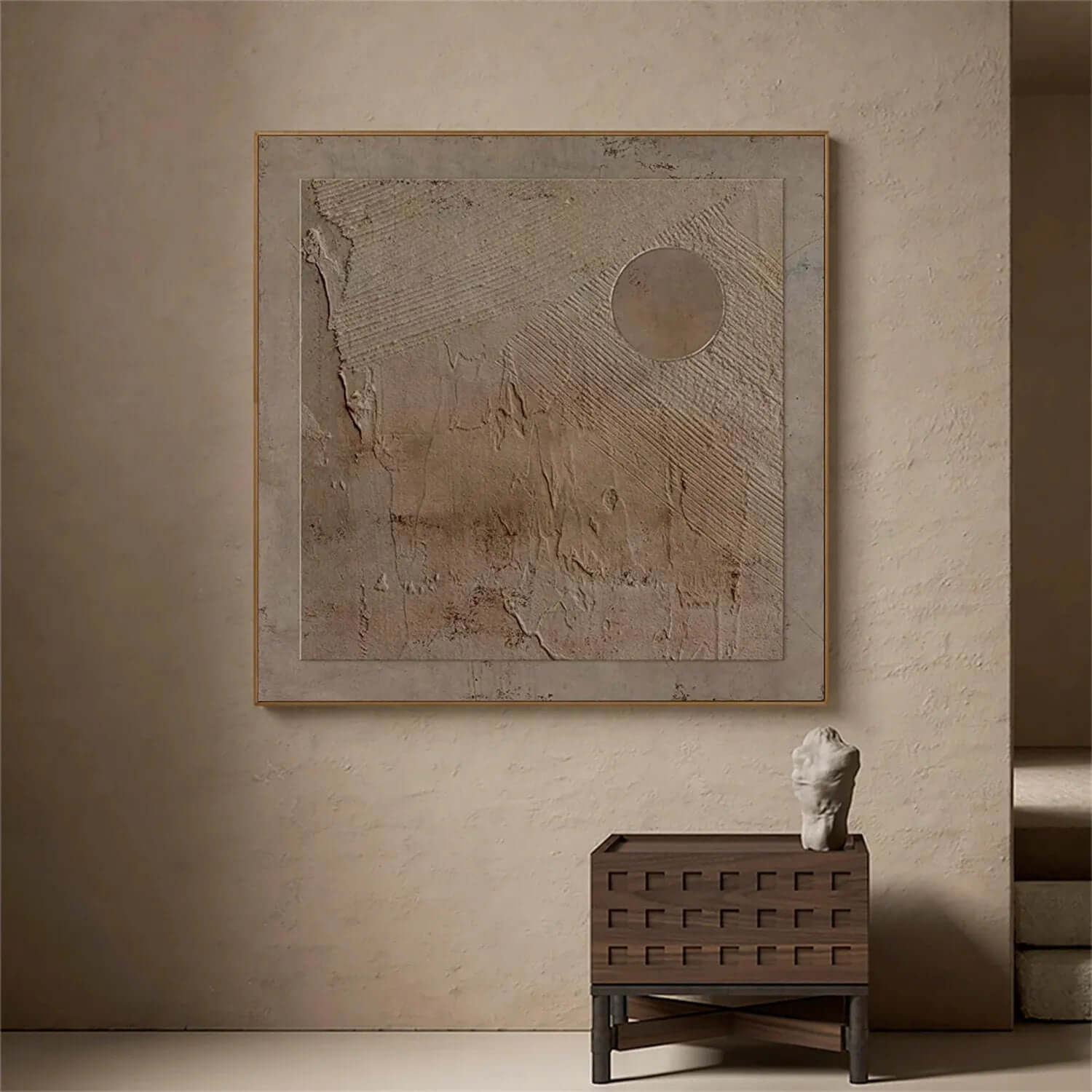 Wabi Sabi Minimalist Wall Art - Textured Earth Tone Abstract Canvas ...