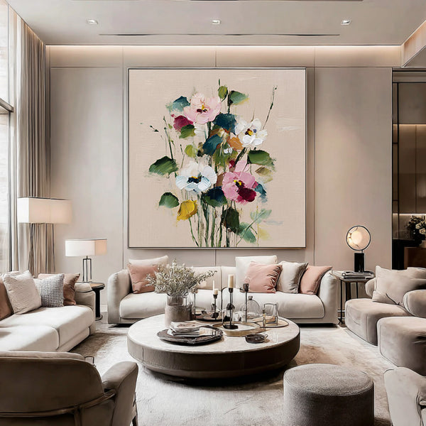 Ode to Spring - Hand Painted Modern Impasto Floral Oil Painting