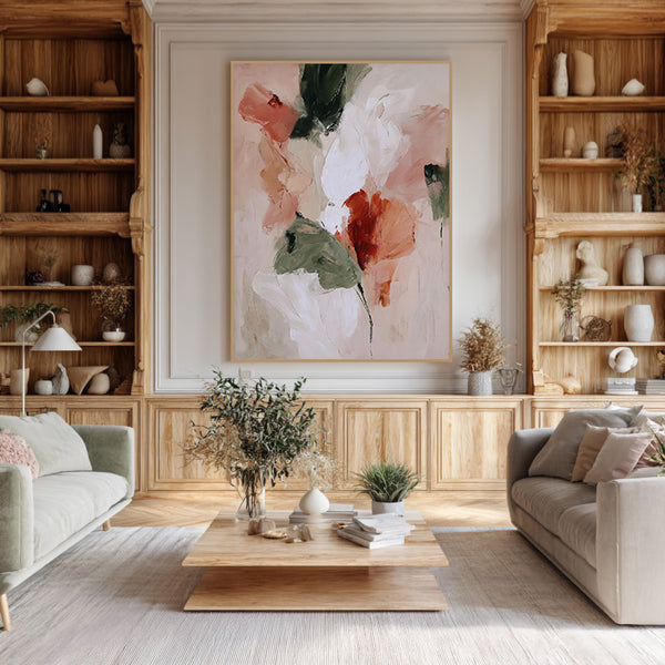 Whispers of Petals - Modern Impasto Abstract Floral Oil Painting