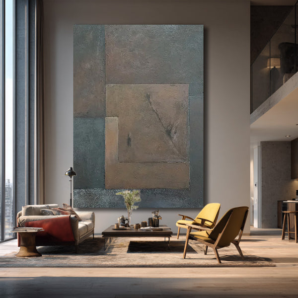 Geometric Meditation - Modern Industrial Brown Gray Geometric Wall Art