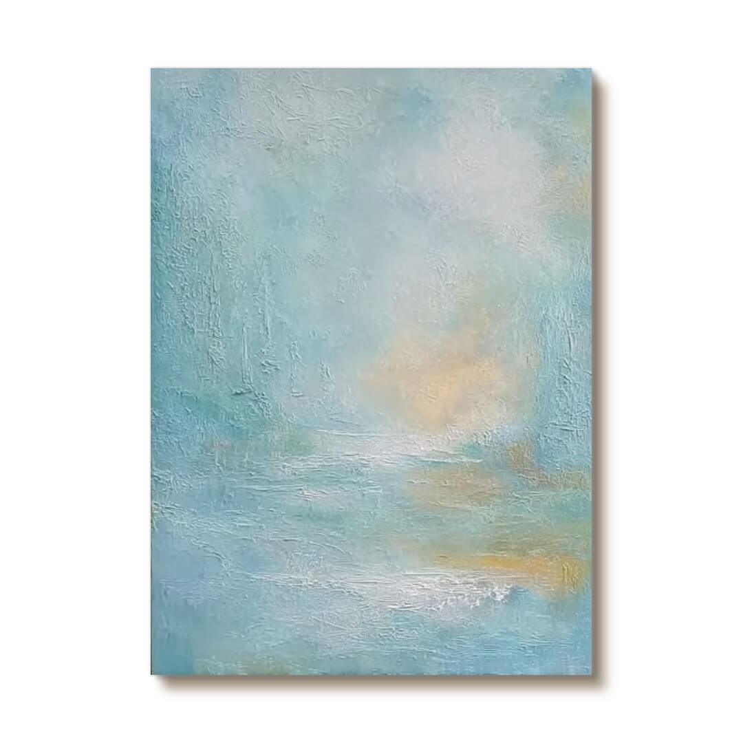 A Lyric II hand-painted pastel blue abstract canvas wall art