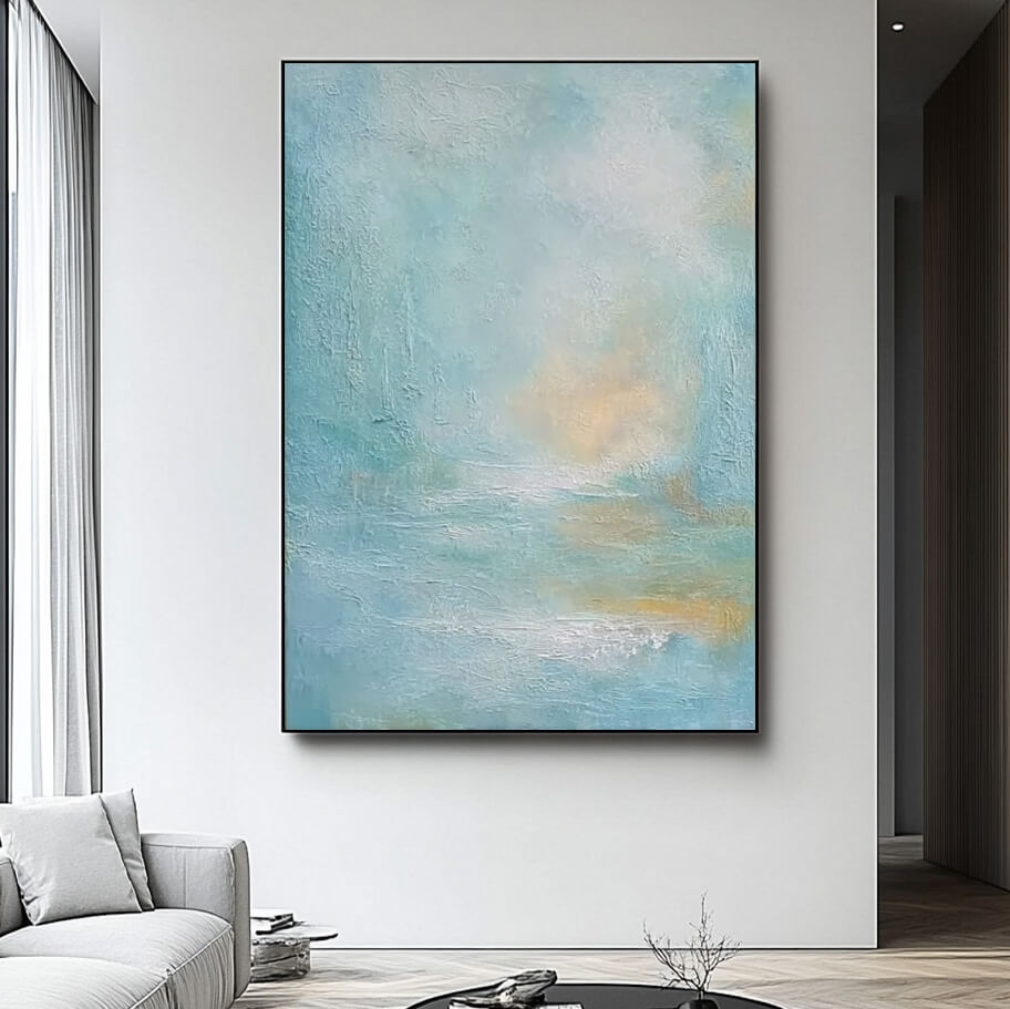 A Lyric II modern lyrical abstract light blue wall art by Hues Art Lab
