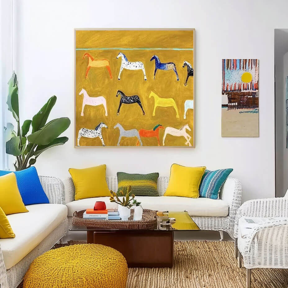 Colorful Abstract Horse Painting on Canvas – Huesartlab