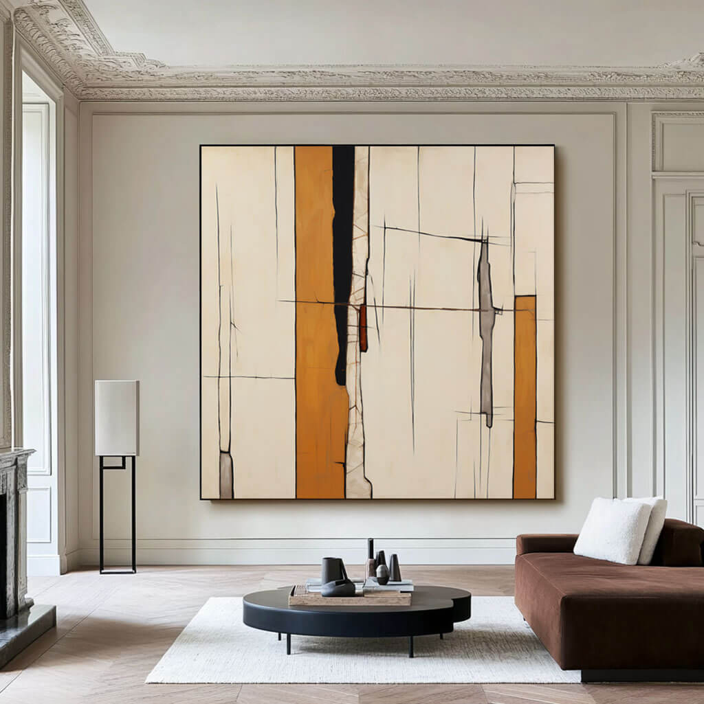 Minimalist Abstract Art Painting - Amber Intersections - Hues Art Lab