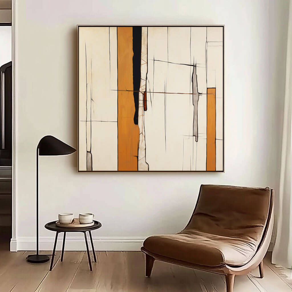 Minimalist Abstract Art Painting - Amber Intersections - Hues Art Lab