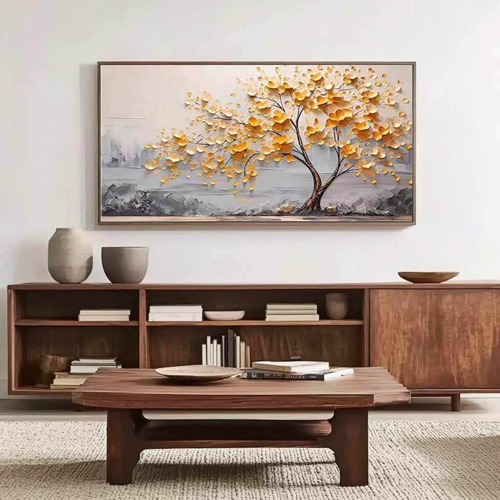 Large Textured Landscape Wall Art Painting - An Autumn Song - Hues Art Lab