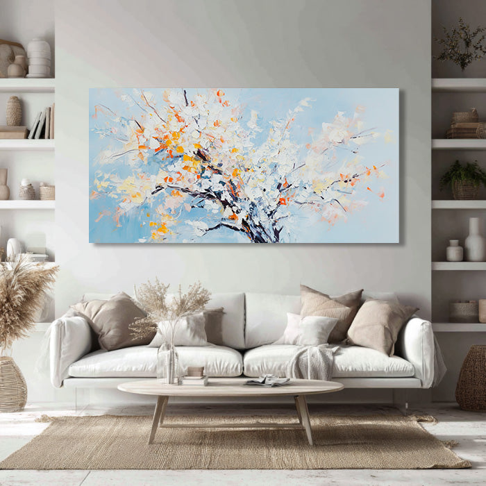 An Ode to Pale Blue large blue floral wall art for serene home decor