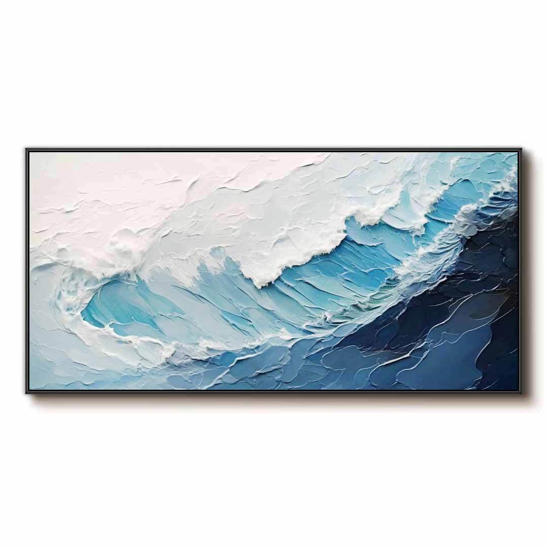 Large Textured Seascape Wall Art Painting - Aqua Falls - Hues Art Lab