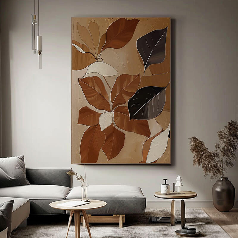 Botanical Textured Wall Art Painting - Autumn Leaves - Hues Art Lab