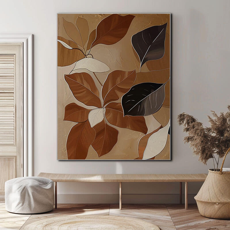 Botanical Textured Wall Art Painting - Autumn Leaves - Hues Art Lab