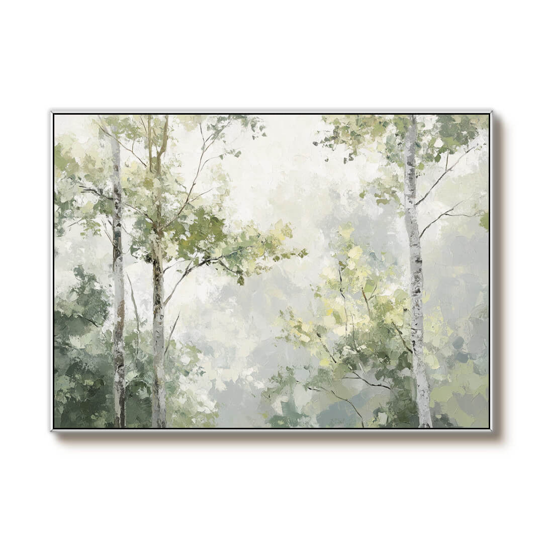 Calming Forest Landscape Oil Painting for Serene Interiors - Be Still - Hues Art Lab