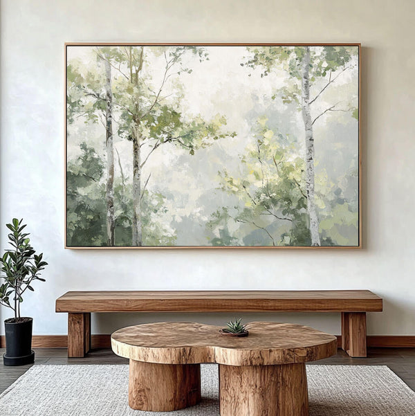 Calming Forest Landscape Oil Painting for Serene Interiors - Be Still - Hues Art Lab