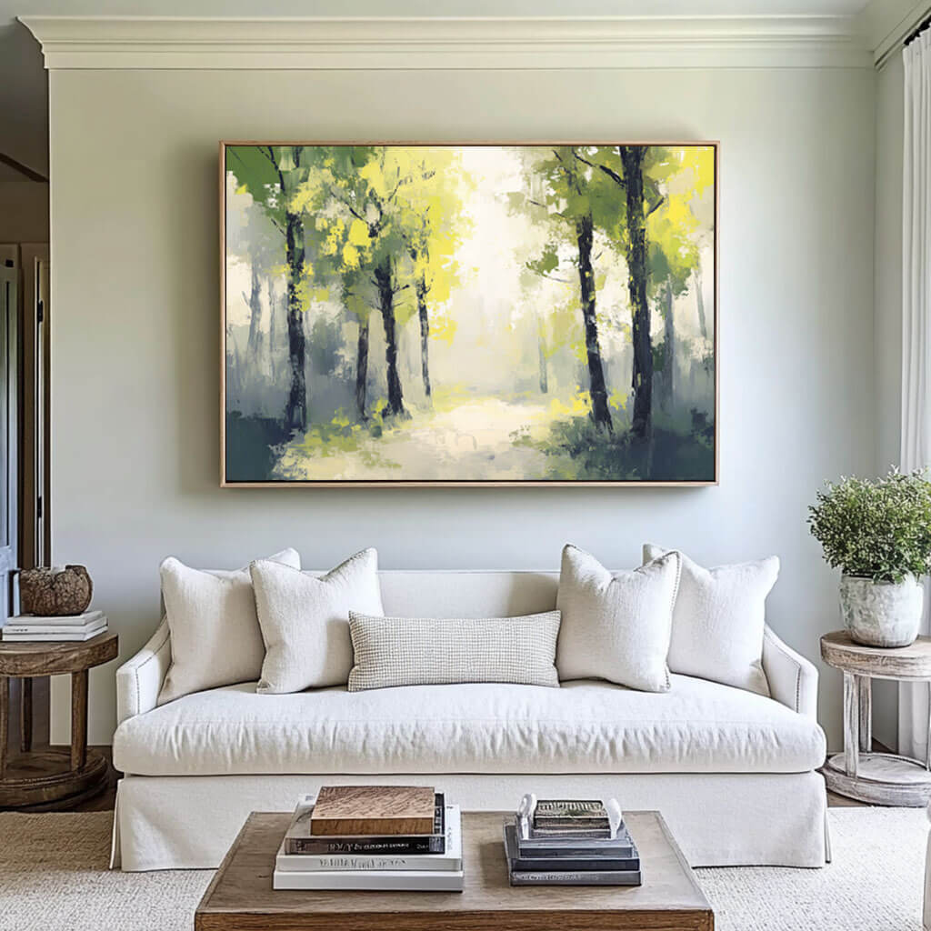 Tranquil Forest Path Oil Painting - Handcrafted Nature-Inspired Art - Be Still I - Hues Art Lab