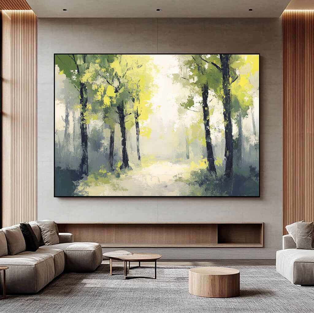 Tranquil Forest Path Oil Painting - Handcrafted Nature-Inspired Art - Be Still I - Hues Art Lab