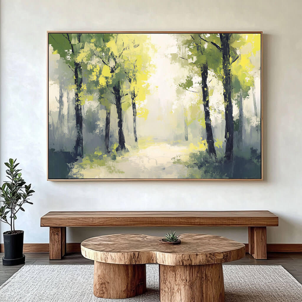 Tranquil Forest Path Oil Painting - Handcrafted Nature-Inspired Art - Be Still I - Hues Art Lab