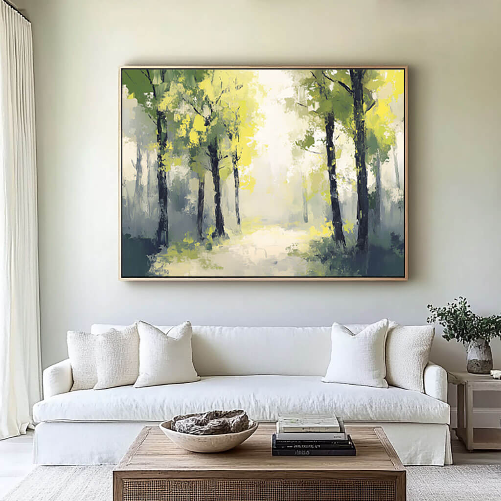 Tranquil Forest Path Oil Painting - Handcrafted Nature-Inspired Art - Be Still I - Hues Art Lab