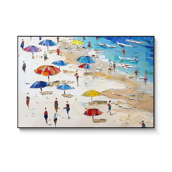 Beach Days - Large Landscape Canvas Art Painting - Hues Art Lab