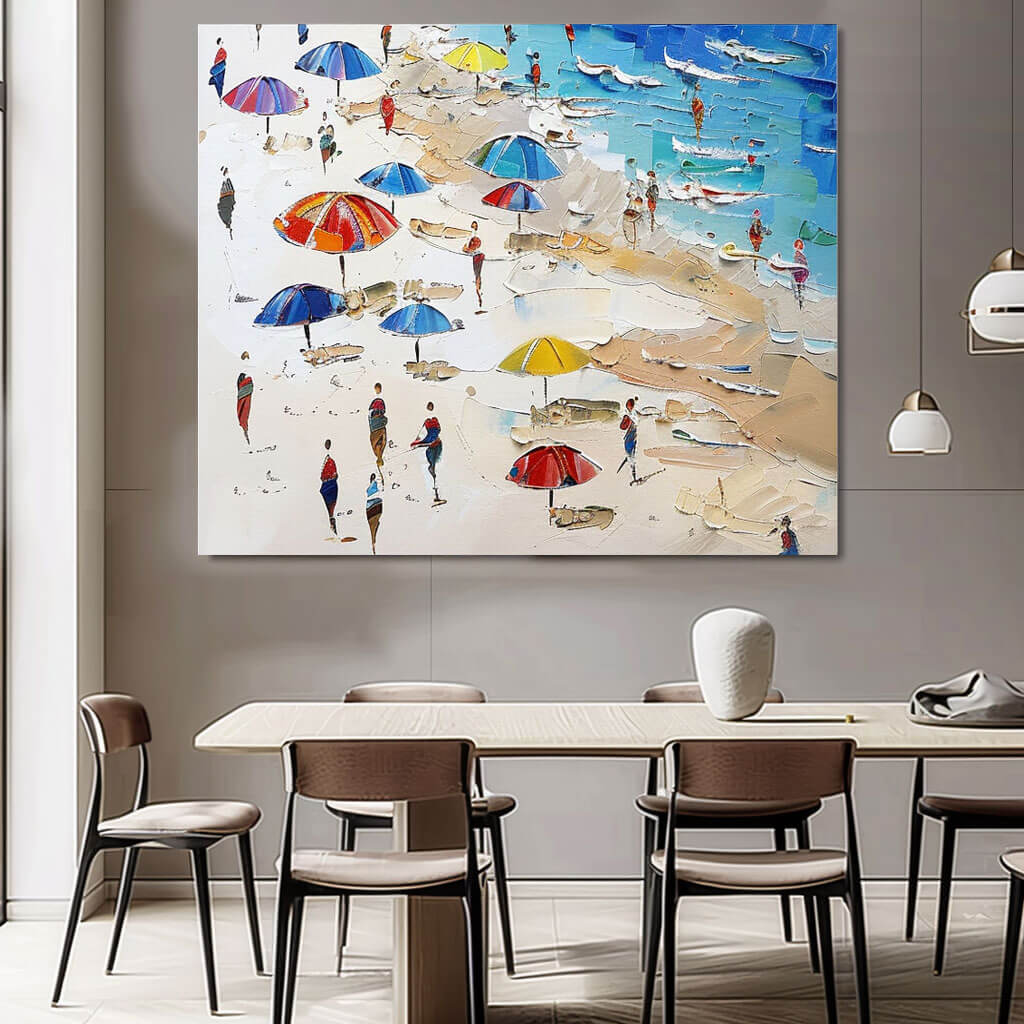 Beach Days - Large Landscape Canvas Art Painting - Hues Art Lab