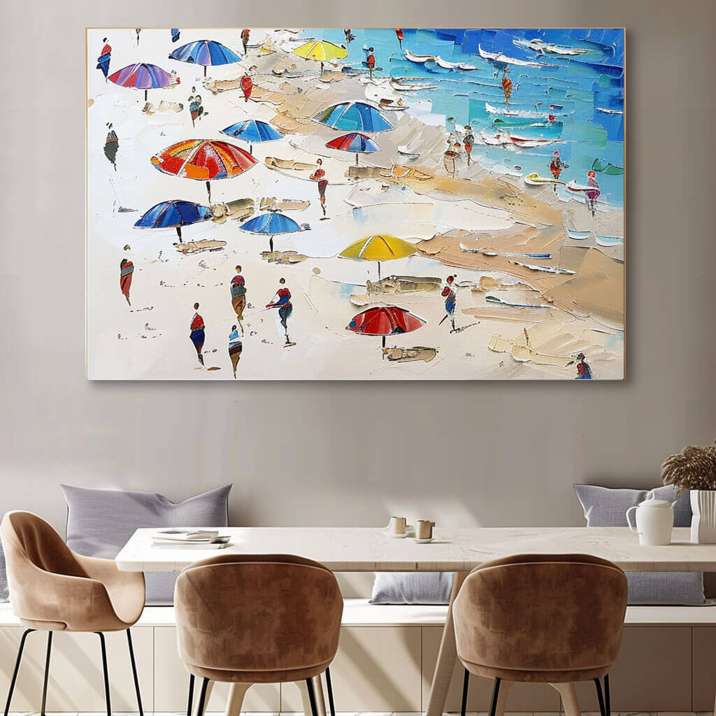 Beach Days - Large Landscape Canvas Art Painting - Hues Art Lab