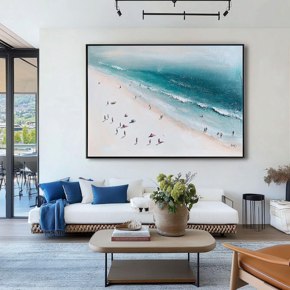 Seascape Abstract Wall Art Painting - Beach Trip - Hues Art Lab