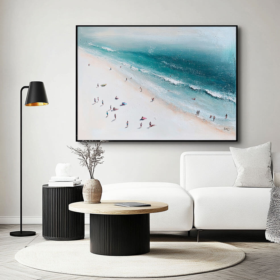 Seascape Abstract Wall Art Painting - Beach Trip - Hues Art Lab