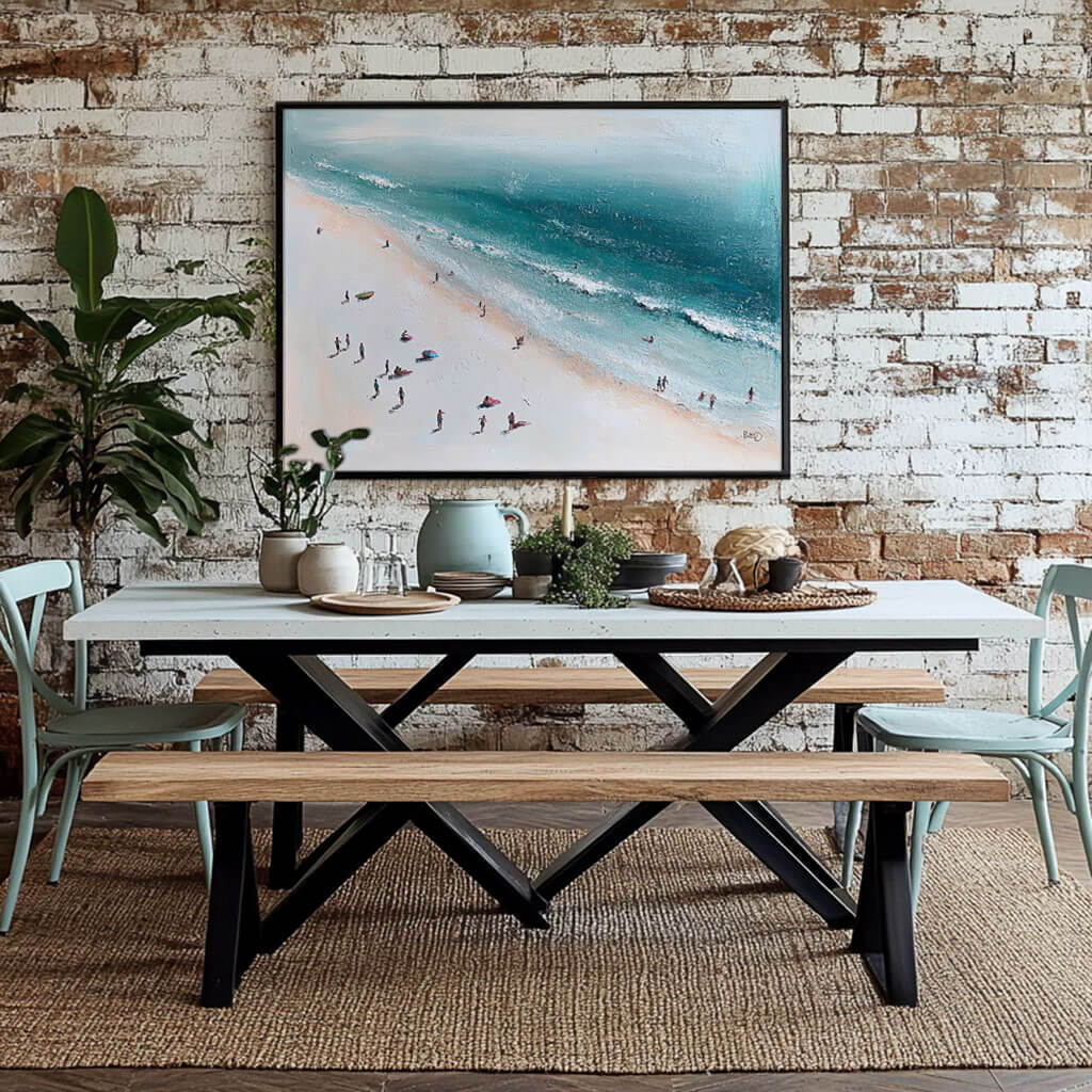 Seascape Abstract Wall Art Painting - Beach Trip - Hues Art Lab