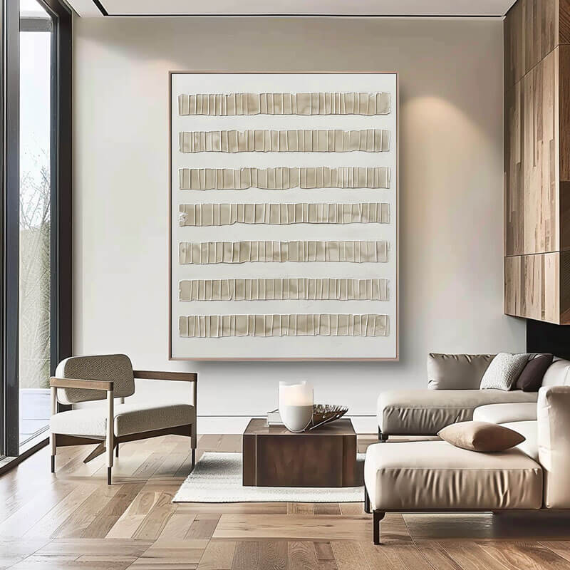 Modern Wabi Sabi Textured Wall Art - Beige Rhythms - Hues Art Lab