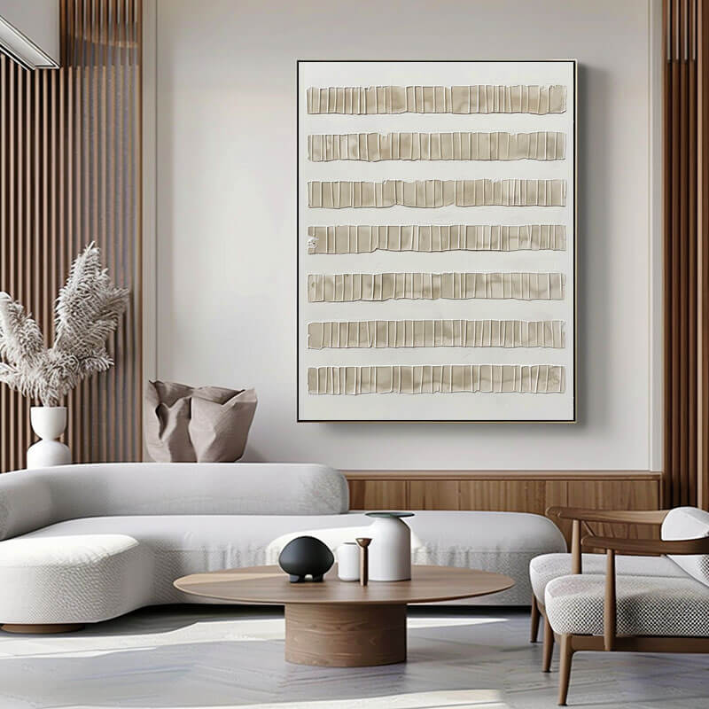 Modern Wabi Sabi Textured Wall Art - Beige Rhythms - Hues Art Lab