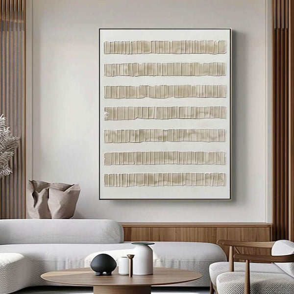 Modern Wabi Sabi Textured Wall Art - Beige Rhythms - Hues Art Lab