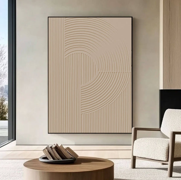 HuesArtLab Beige Geometric Canvas - Elegant Minimalist Wall Art - Beneath - Hues Art Lab