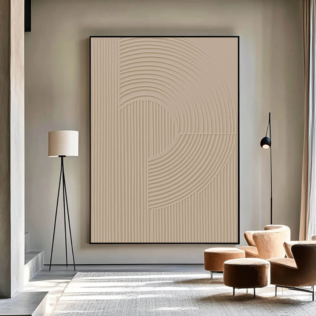 HuesArtLab Beige Geometric Canvas - Elegant Minimalist Wall Art - Beneath - Hues Art Lab