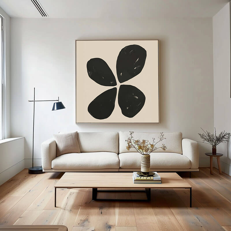 Original Flower Abstract Art Painting - Big Leaf - Hues Art Lab