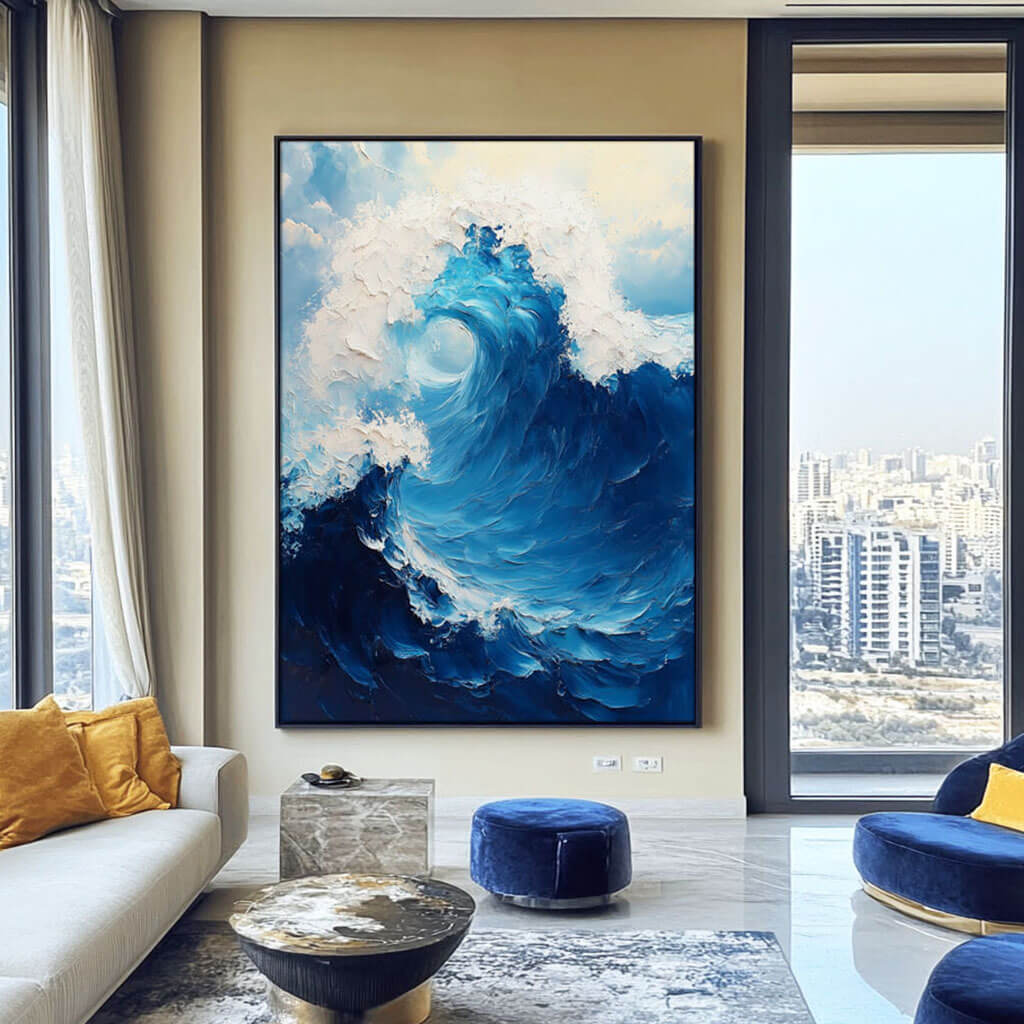 Seascape Wall Art Painting - Big Wave - Hues Art Lab