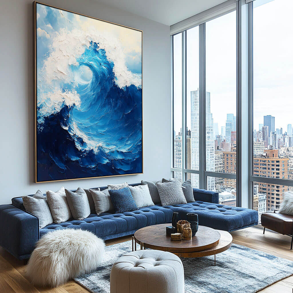 Seascape Wall Art Painting - Big Wave - Hues Art Lab