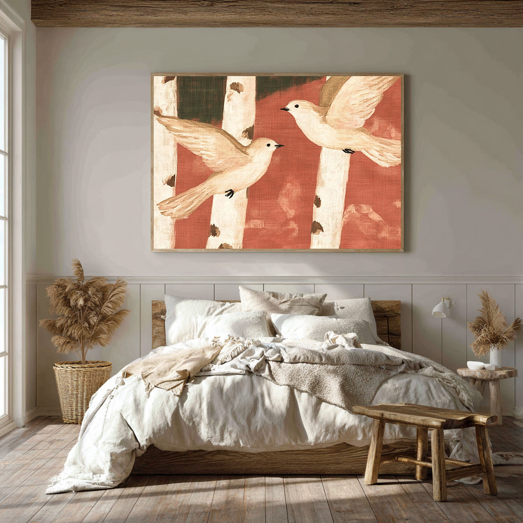 Birch Forest Duet gallery view of modern birch forest canvas art