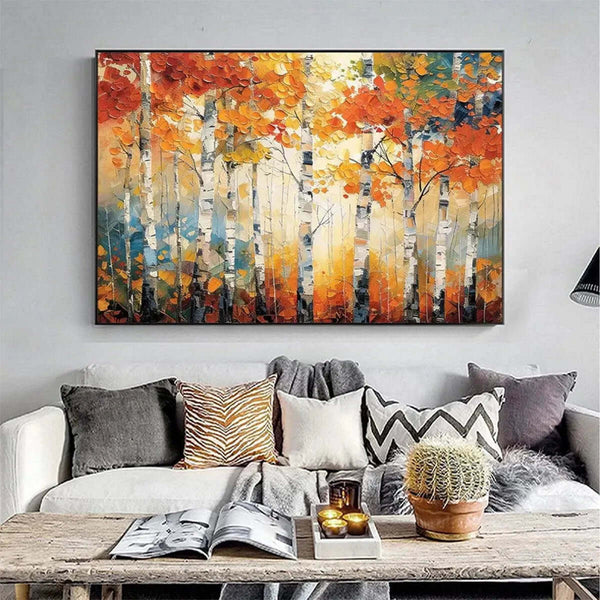Birchfire - Abstract Fall Landscape with Birch Trees