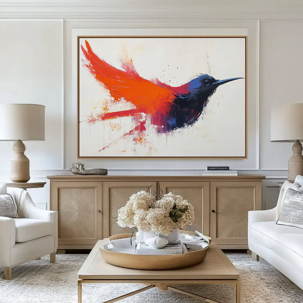 Abstract Canvas Art Painting - Bird in Flight - Hues Art Lab