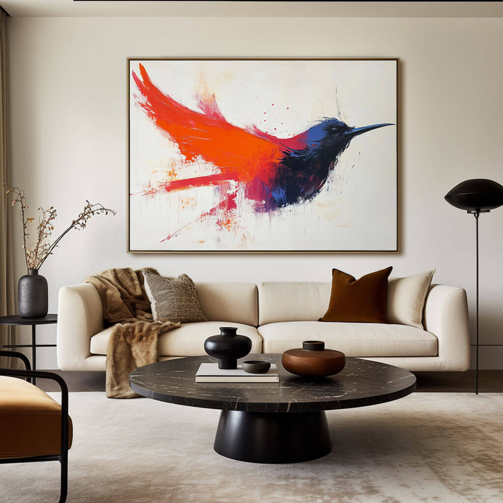 Abstract Canvas Art Painting - Bird in Flight - Hues Art Lab