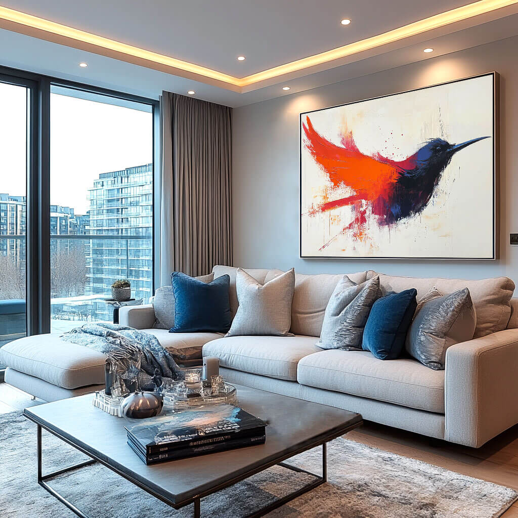 Abstract Canvas Art Painting - Bird in Flight - Hues Art Lab