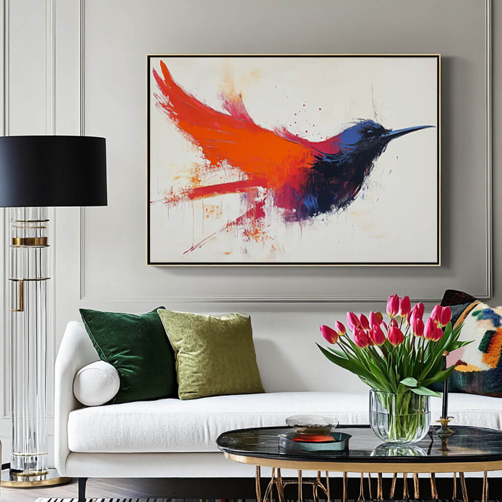 Abstract Canvas Art Painting - Bird in Flight - Hues Art Lab