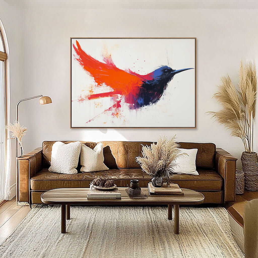 Abstract Canvas Art Painting - Bird in Flight - Hues Art Lab