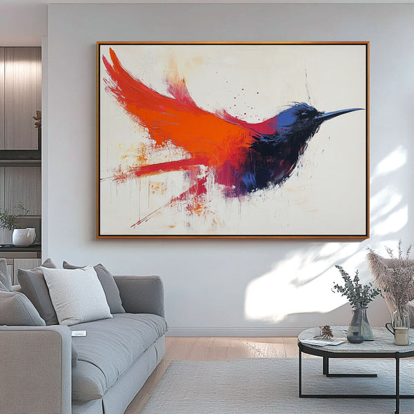 Abstract Canvas Art Painting - Bird in Flight - Hues Art Lab