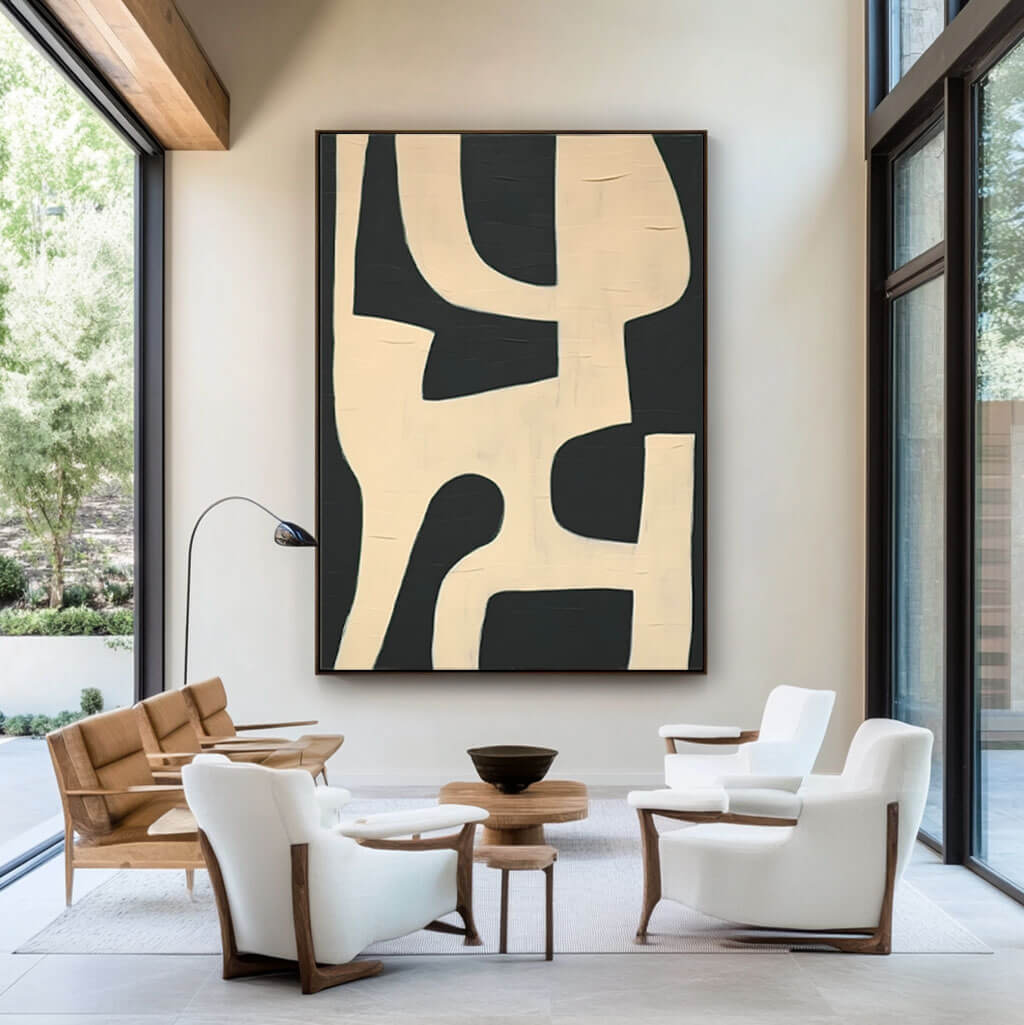 Modern Abstract Wall Art Painting - Black Artifact - Hues Art Lab