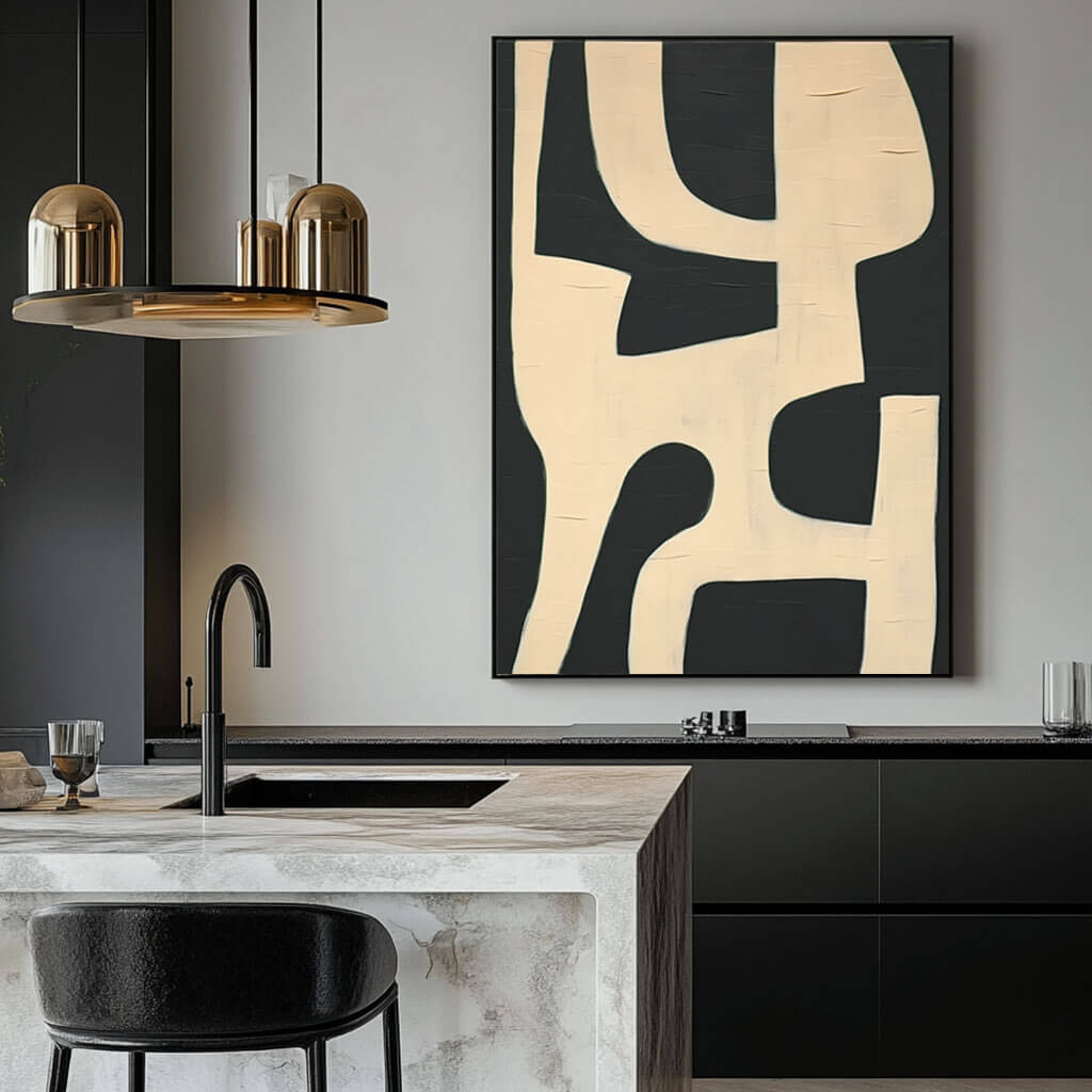 Modern Abstract Wall Art Painting - Black Artifact - Hues Art Lab