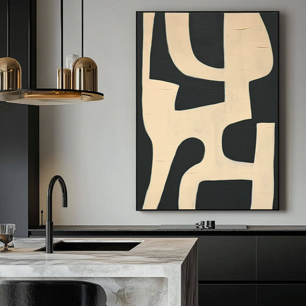 Modern Abstract Wall Art Painting - Black Artifact - Hues Art Lab