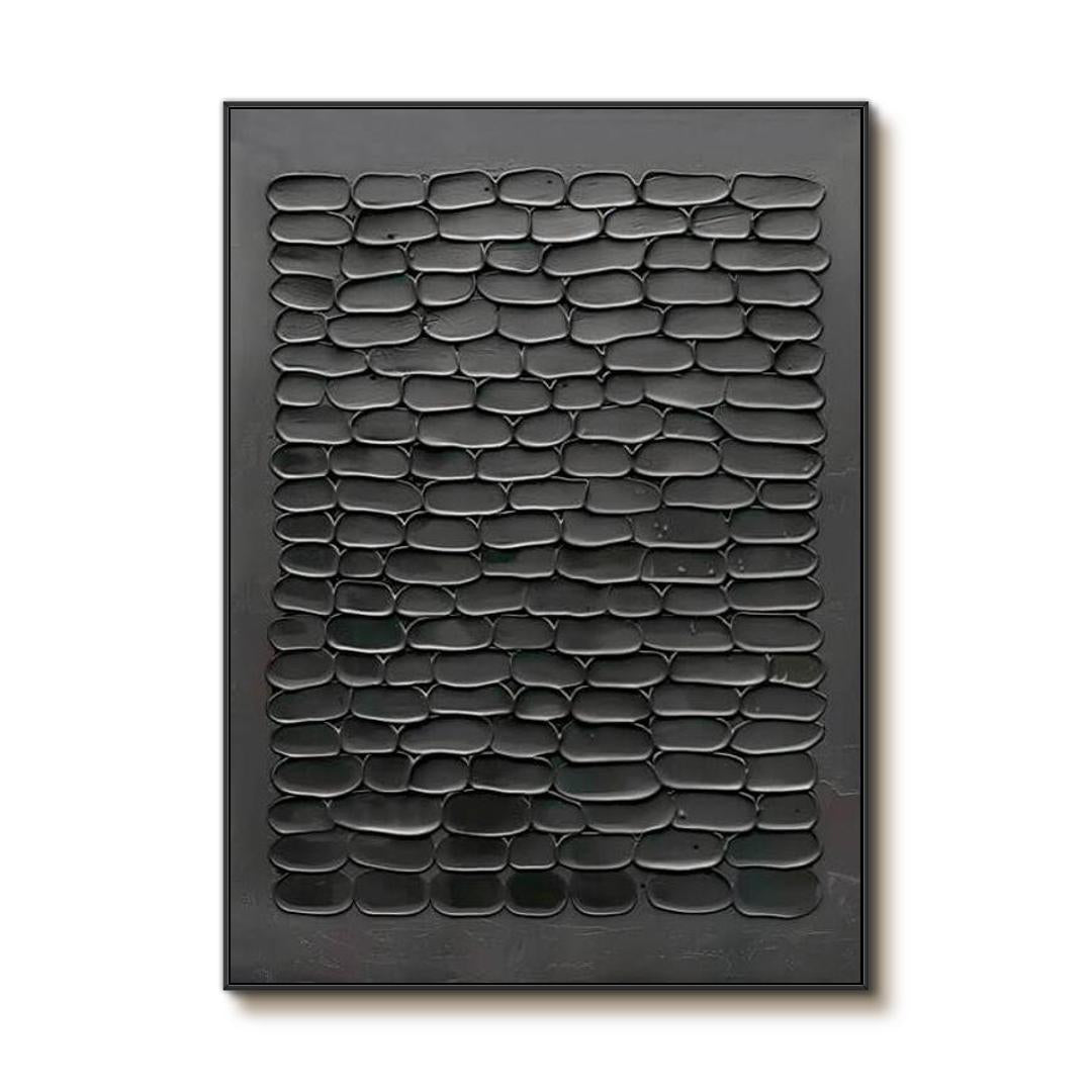 Large Abstract Art Painting - Black Pebbles - Hues Art Lab