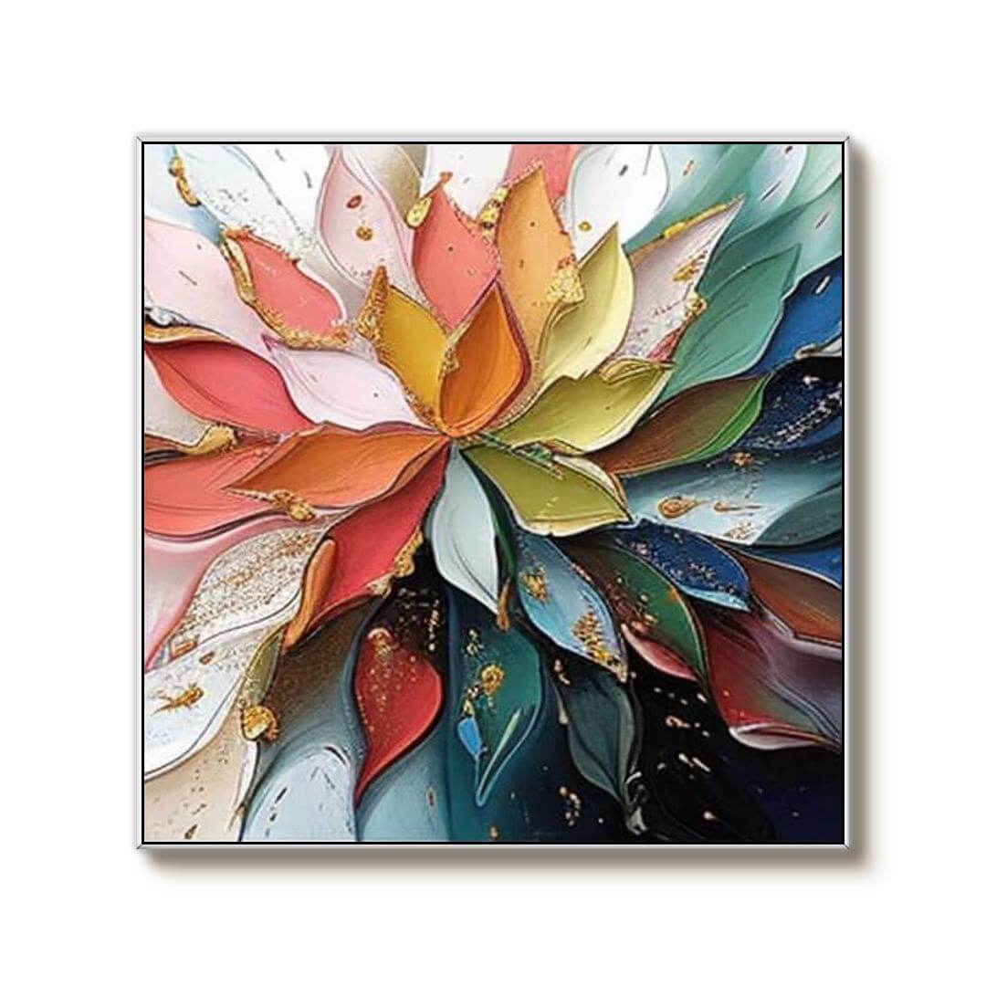 Floral Textured Abstract Art Painting - Blooming Flowers - Hues Art Lab