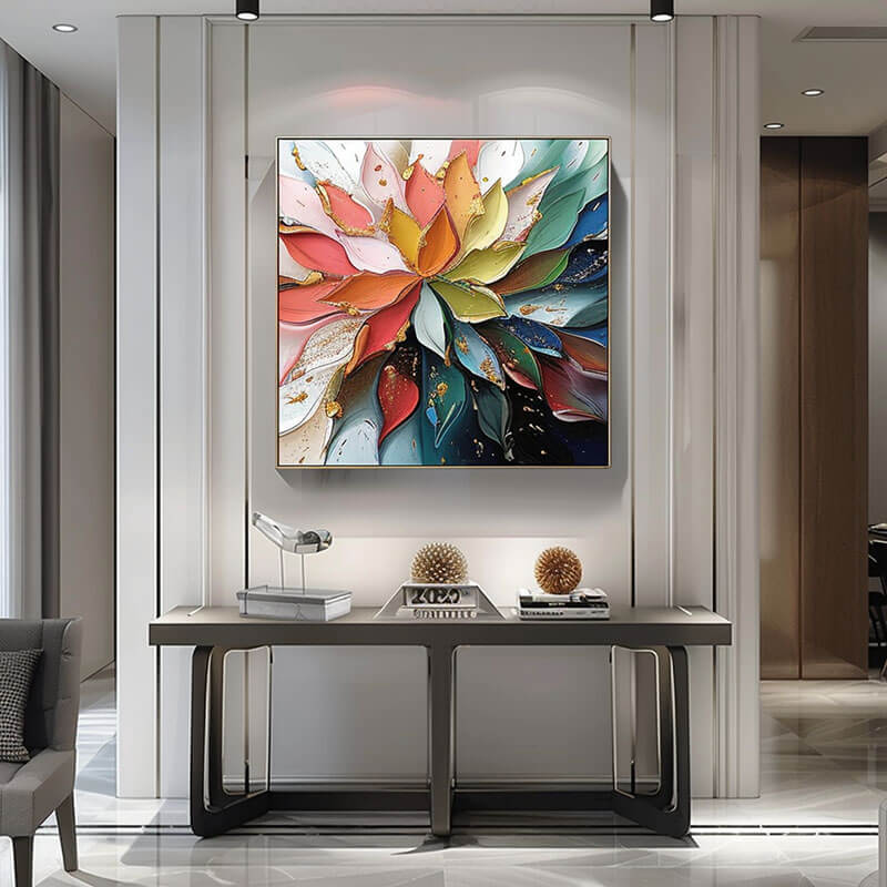 Floral Textured Abstract Art Painting - Blooming Flowers - Hues Art Lab